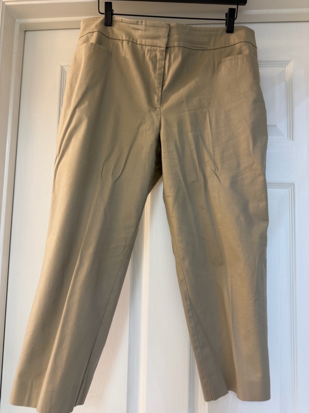 Ann Taylor Khaki Cropped Straight-Leg Dress Pants